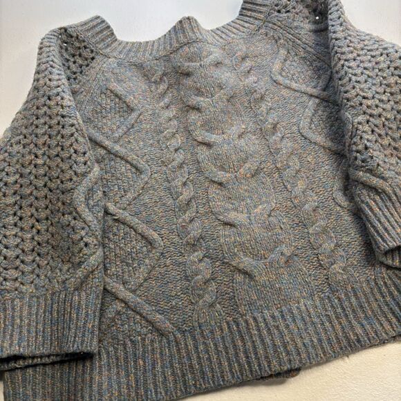 Anthropologie Far Away From Close Cardigan Women's  S Wool Blend Cable Knit Blue - Picture 8 of 15